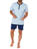 NORMANN Schlafanzug kurzarm Shorty Knopfleiste am Hals - 78376 in marine