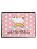 Mr. & Mrs. Panda Malunterlage Einhorn Regenbogen mit Spruch in Rot Pastell