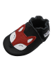 Mejale Schwarze Baby-Leder-Laufschuhe, komfortabel mit rutschfester Sohle - Fuchsmotiv