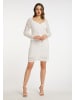 faina Damen Kleid Mit Lochstickerei in Weiss