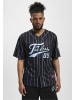 FUBU FUBU Herren FM232-003-1 FUBU Varsity Pinstripe Baseball Jersey in black/lightblue
