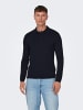 Only&Sons Polo Langarm Shirt Basic Pullover ONSWYLER in Dunkelblau