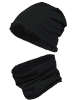 TupTam Unisex Set Kinder Beanie Mütze Schlauchschal in schwarz