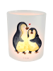 Mr. & Mrs. Panda Outdoor Windlicht Pinguin umarmen ohne Spruch in Transparent