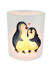 Mr. & Mrs. Panda Windlicht Pinguin umarmen ohne Spruch in Transparent