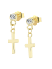 Adeliás Damen Ohrstecker Kreuz aus 925 Silber mit Zirkonia in gold