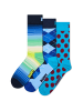Happy Socks Socken 3-Pack Geometric Socks in marineblau