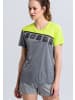 erima 5-C T-Shirt in grau melange/lime pop/schwarz