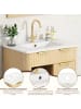 ABRIHOME Waschbeckenunterschrank in Holzton 61 cm mit Wellenoptik 3 Schubladen