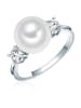 Lulu & Jane Perlen-Ring aus Messing mit Zirkonia und Muschelkernperle in silber