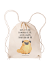 Mr. & Mrs. Panda Sportbeutel Mops mit Spruch in Creme