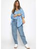 SASSYCLASSY Oversize Musselin Bluse mit hellen Streifen in Blau