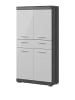 Inn.Furn Midischrank weiß Hochglanz, grau 74 cm, Badschrank 4-türig
