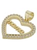 Adeliás Damen Anhänger – Herz Herzanhänger aus 925 Silber mit Zirkonia in gold