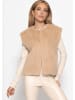 SASSYCLASSY Elegante Kunstfell Weste in Beige