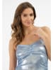 faina Damen Strick Trägerkleid Mini in Blau Metallisch