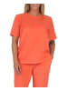 NORMANN Schlafanzug kurzarm Frottee Oberteil Pyjama Shirt Top in orange