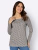 Sieh an! Langarm-Shirt in taupe-ecru-bedruckt