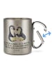 Mr. & Mrs. Panda Thermo Kaffeebecher Pinguine trösten mit Spruch in Silber