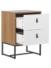 Beliani Nachttisch NUEVA in Weiß/Braun/Schwarz - (W) 49 x (H) 69 x (L) 38 cm