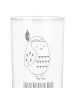 Mr. & Mrs. Panda Gravur Glas Eule Federschmuck mit Spruch in Transparent