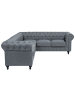 Beliani Ecksofa CHESTERFIELD in Grau/Braun - (W) 280 x (H) 77 x (L) 85 cm
