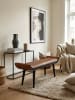 KADIMA DESIGN Sitzbank Echtleder / Massivholz Bank 125x51x38 cm Modern,