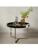KADIMA DESIGN Sofatisch LIA Rund: Retro Stil, Metallgestell, abnehmbares Tablett in Gold