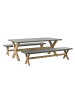 Beliani 3-tlg Gartentisch Set OLBIA in Grau/Braun