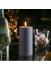 Deluxe Homeart LED Kerze Mia Kunststoff für Innen/Außen flackernd H: 15cm D: 7,5cm in grau