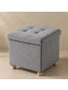 SCENA LIVING Pouf mit Stauraum auf hölzernen Beinen in Grau, (B) 38 x (H) 38 x (L) 38 cm
