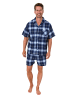 NORMANN Kurzarm Flanell Schlafanzug Shorty Pyjama kariert - 88119 in marine