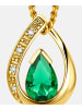 Diamant L'éternel Halskette aus 375 Gelbgold mit 0.3 Karat Diamant mit Smaragd