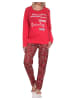 NORMANN Damen Schlafanzug lang mit lässigem Print und Allover-Muster - 86323 in rot
