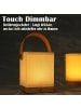 ZMH LED Tischleuchte in Beige Touch Dimmbar rechteckig Holz und Stoff Tragbar H 22cm