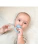 RaZbaby Baby Beißring Himbeere aus Silikon - Zahnungshilfe ab 3 Monaten in Blau