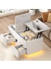 ABRIHOME LED Couchtisch in Weiß Hochglanz mit 2 Schubladen 100x45x43 cm höhenverstellbar