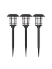 STAR Trading Solar LED Pollerleuchten Fride 3er Set 34 cm Schwarz – Außenbeleuchtung