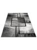 KADIMA DESIGN Teppich Kurzflor Geometrisches Quadratmuster schmutzabweisend in Dunkelgrau