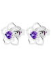 Adeliás Damen Ohrstecker Blume aus 925 Silber mit Zirkonia in lila