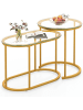 COSTWAY Couchtisch Glas 2tlg. Set in Gold