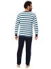 NORMANN Frottee Pyjama Schlafanzug Bündchen Streifen - 49750 in türkis