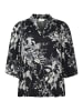 KAFFE curve Kurzarm-Bluse KCmona A-shape in Black/White Painted Flower