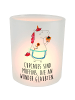 Mr. & Mrs. Panda Glas Windlicht Einhorn Küche mit Spruch in Transparent