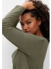 sheego Langarmshirt in khaki-meliert
