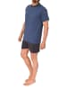 NORMANN Kurzarm Schlafanzug Shorty Pyjama print - 86201 in blau-mel.