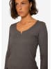 SASSYCLASSY Geripptes Langarmshirt in Dunkelgrau