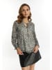 faina Damen Bluse Mit Leo-Print in Weiss Mehrfarbig