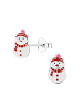 Alexander York Kinderohrstecker SCHNEEMANN rot in 925 Sterling Silber, 2-tlg.