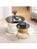 ABRIHOME Nesting Couchtisch with Goldene Farbe Frame in Schwarz